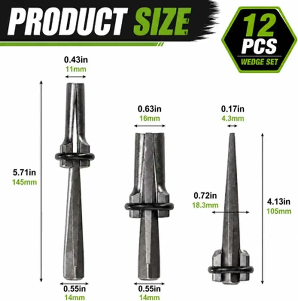 12 Pack Wedge and Feather Shims Heavy Duty Rock Splitting Tools 5/8 Inch